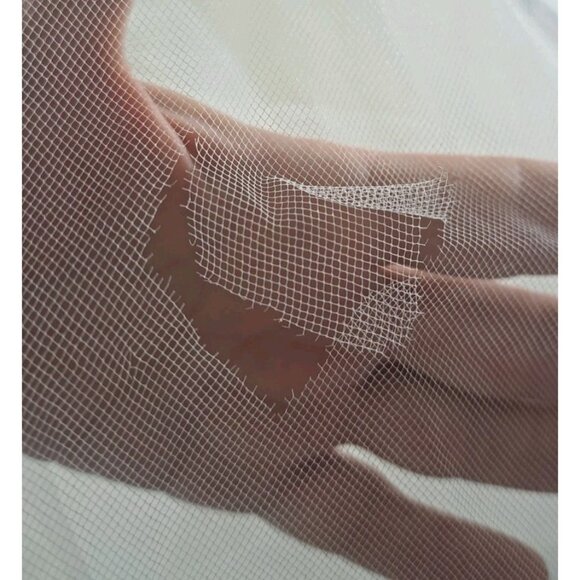 Vintage Bridal Wedding Hat W 42" Veil White Seed Pearls Sequins Large 1980s READ - Picture 12 of 12